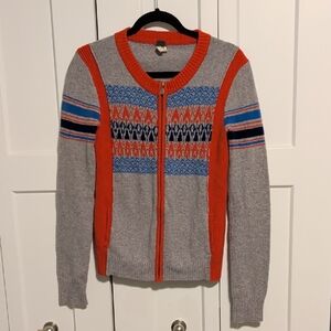 We The Free Gray and Orange Zip-Up Sweater
